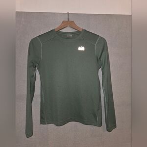 REI Kids' Forest Green Long Sleeve Waffle Knit Tee. Size L 14-16